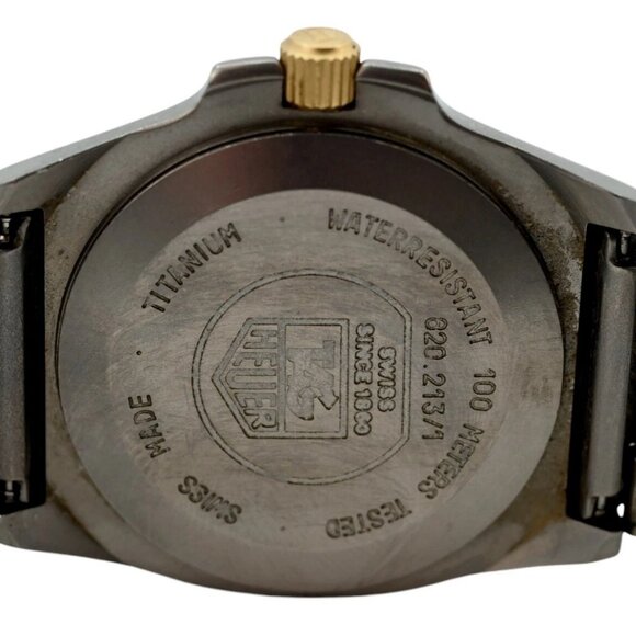 Vintage 1980's Tag Heuer 34.5mm Men's 100M Titanium/ Gold Watch! Ref: 820.213/1! - Picture 9 of 9